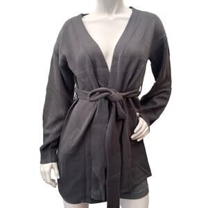 Auburet Women Tie Waist Cardigan  Long Sleeve Open Front Knitted Coat/Pocket  M